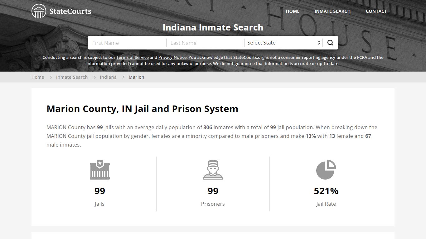 Marion County, IN Inmate Search - StateCourts